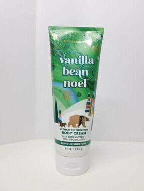Bath & Body Works Vanilla Bean Noel Body Cream - Green & White